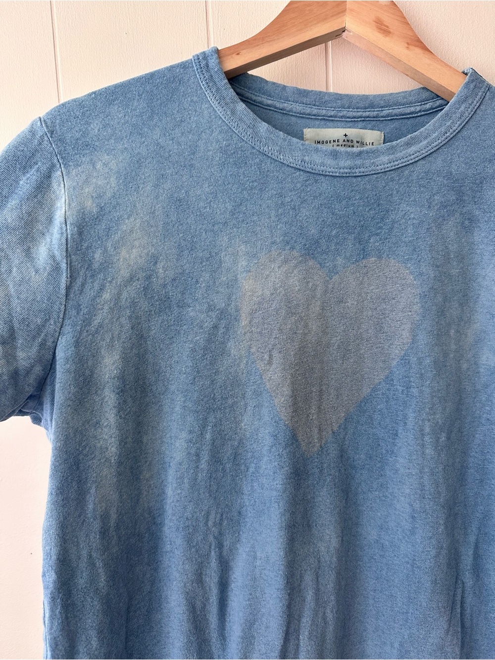 imogene + willie • the heart tee shirt natural indigo dye special edition medium